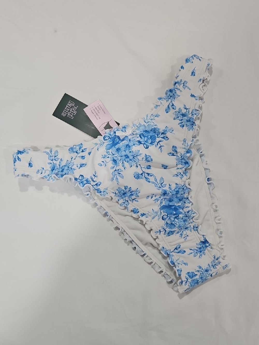 wild fable White Bikini Bottom with Blue Floral Print